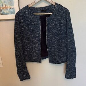 Theory Navy Bouclé Open-Front Jacket